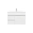 750mm Slim Wall Hung Bathroom Vanity Cabinet Only PVC Left Drawer Gloss White