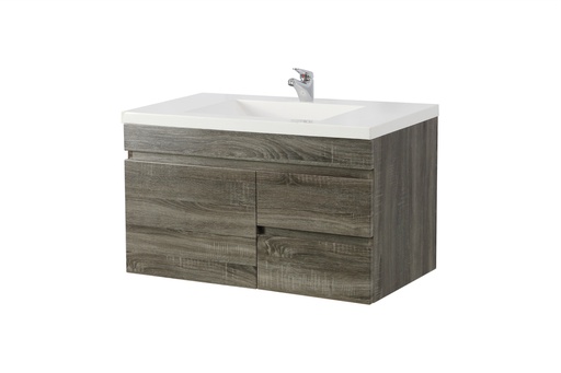 750mm Dark Grey MDF Wall Hung Bathroom Vanity Cabinet Only Right Drawer PVC Vacuum Filmed