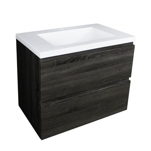750mm Dark Grey MDF  2 Drawers Wall Hung Bathroom Vanity Cabinet Only