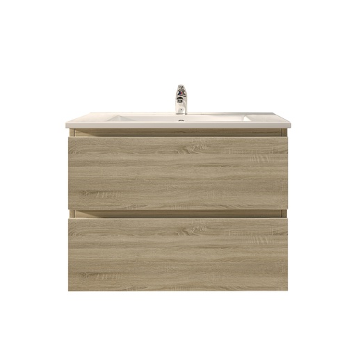[93009/Q7546WO] 750mm White Oak MDF 2 Drawers Wall Hung Bathroom Vanity Cabinet Only