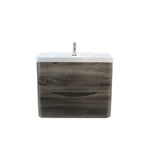 [94006/TAW75DG] 750mm Dark Grey MDF Board with PVC Vacuum Filmed Two Drawers Curved Wall Hung Vanity Cabinet Only