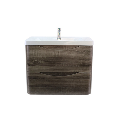 [93238/OW750DG] 750mm Dark Grey MDF Board with PVC Vacuum Filmed Two Drawers Curved Wall Hung Vanity