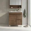 750mm Slim Dark Grey MDF Freestanding Bathroom Vanity Cabinet Only Left Drawer PVC Vacuum Filmed