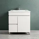 750mm Narrow Gloss White MDF 2 Left Drawers 1 Right Door Freestanding Bathroom Vanity Cabinet Only
