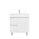 750mm Slim Freestanding Bathroom Vanity Cabinet Only PVC Left Drawer Gloss White
