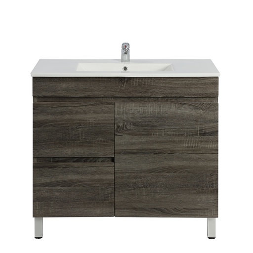 [93110/B74LL-DG] 750mm Dark Grey MDF Freestanding Bathroom Vanity Cabinet Left Drawer PVC Vacuum Filmed