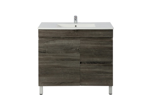 [93106/B74RL-DG] 750mm Dark Grey MDF Freestanding Bathroom Vanity Cabinet Right Drawer PVC Vacuum Filmed