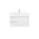750mm Wall Hung Bathroom Vanity Cabinet Only PVC Left Drawer Gloss White