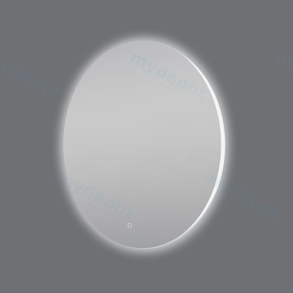 750mm Round 3 Color Lighting Backlit Acrylic LED Mirror Touch Sensor Switch Defogger Pad Wall Mounted