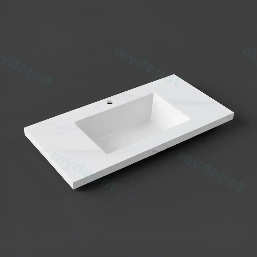 750x460x190mm Carrara White Sintered Stone Seamlessjoined With Fine Ceramic Basin
