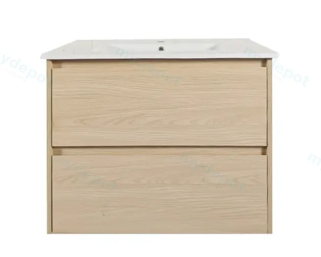750x460x560mm Hera Tas Oak Wall Hung MDF Vanity Cabinet Only Two Soft Closing Drawers