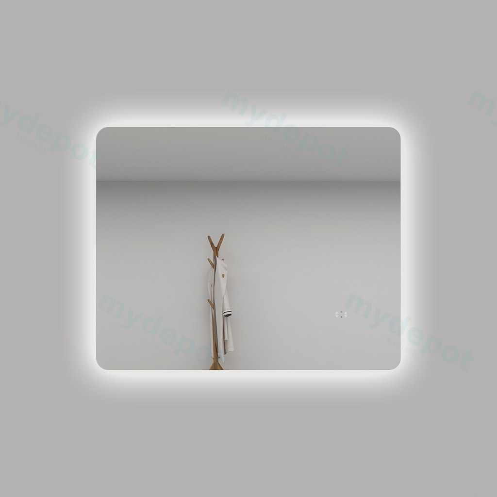 [86122/UL7560BRM] 750x600mm Curved Rim Rectangle 3 Color Backlit LED Mirror With Touchless Sensor Switch