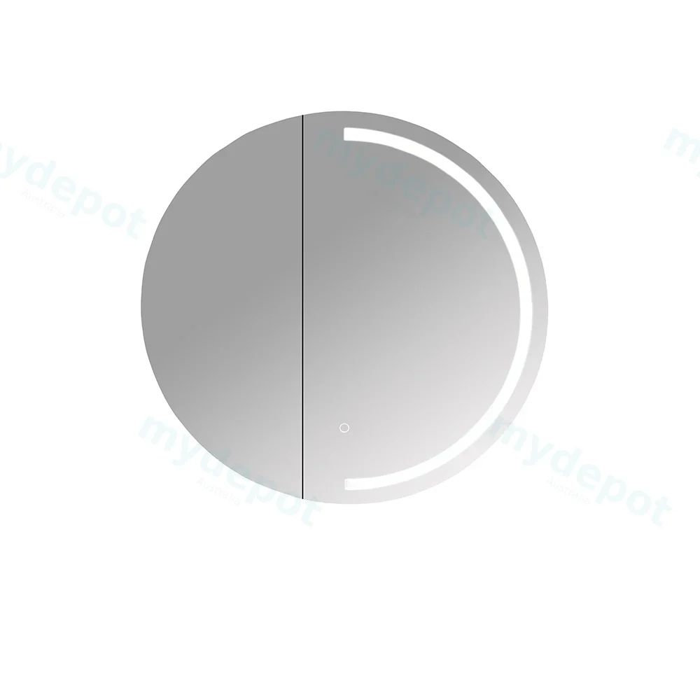 750x750x160mm Matt White Athena LED Round PVC Shaving Cabinet Single Door