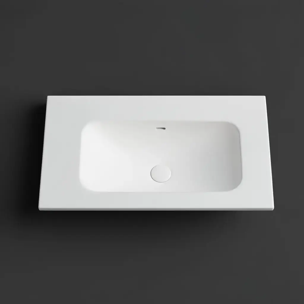 [56073] 755X465X145 Matte White Chasey Solid Surface Stone Basin
