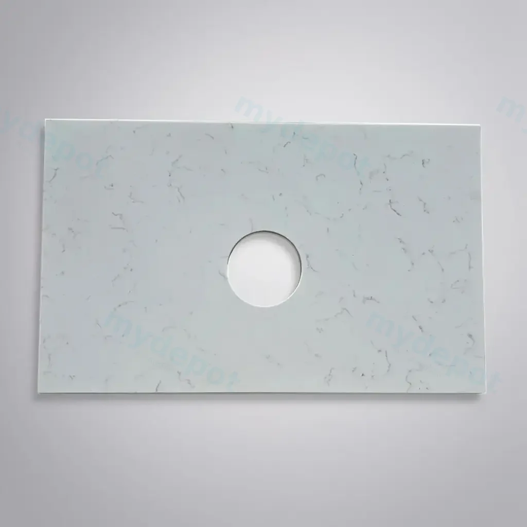 [50701] 755x465x15mm Carrara White Zero Silica Quartz Square Corner Stone Top
