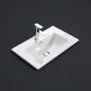 760*365*165mm Gloss White Crete Fine Ceramic Slim Counter Top One Tap Hole Overflow,32mm Waste