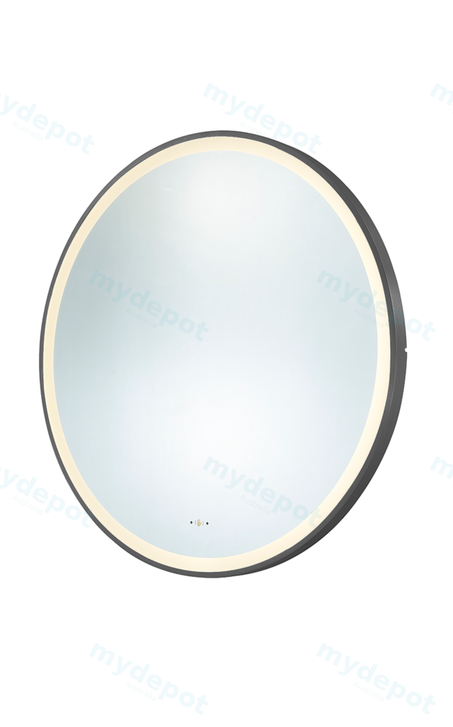 800X800X32mm Gun Metal Orbis Framed LED Mirror