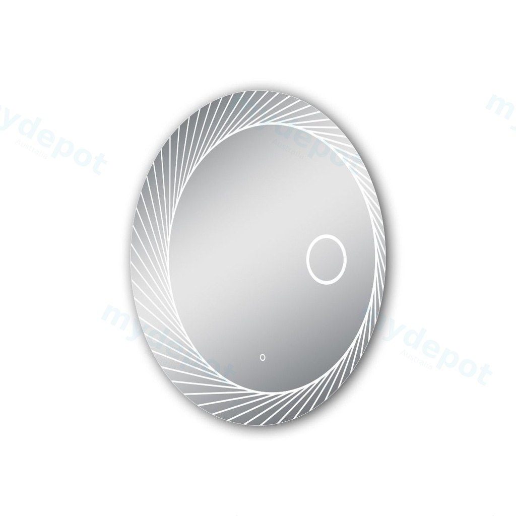 [41242] 800mm Round 3 Color Lighting Backlit Acrylic LED Mirror Function Touch Sensor Switch Defogger Pad Wall Mounted(Come with Magnifying mirror)