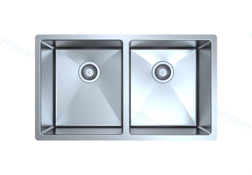 [44847] Otus Double Bowl Undermount Sink 808x470x229mm 304 Stainless Steel 