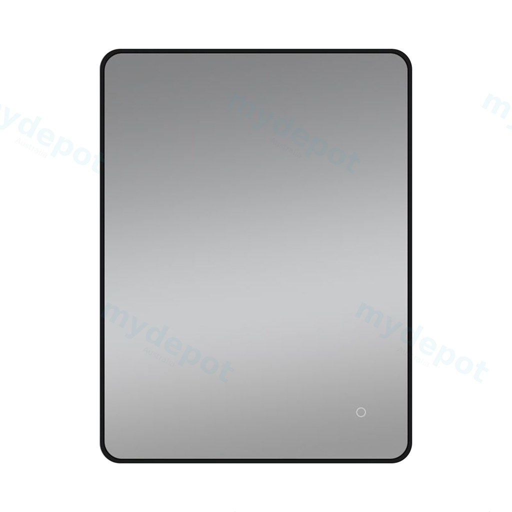 [41243] 810*610mm Matte Black Aluminum Framed Curved Rim Rectangle 3 Color Lighting Backlit LED Mirror Touch Sensor Switch Wall Mounted Vertical or Horizontal
