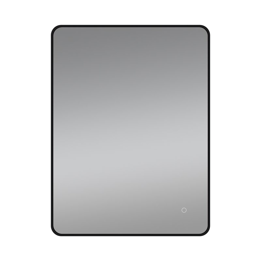 [41243] 810*610mm Matte Black Aluminum Framed Curved Rim Rectangle 3 Color Lighting Backlit LED Mirror Touch Sensor Switch Wall Mounted Vertical or Horizontal
