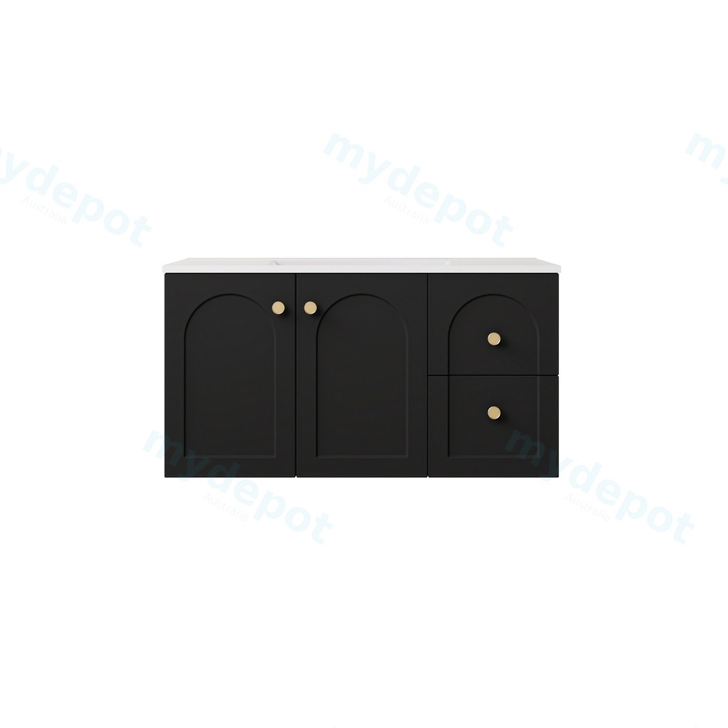 890*455*470mm Matte Black Chester Federation Wall Hung PVC Cabinet,Right Hand Drawers