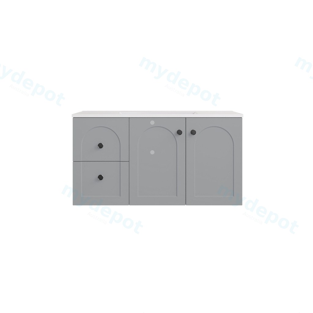 890*455*470mm Matte Grey Chester Federation Wall Hung PVC Cabinet,Left Hand Drawers