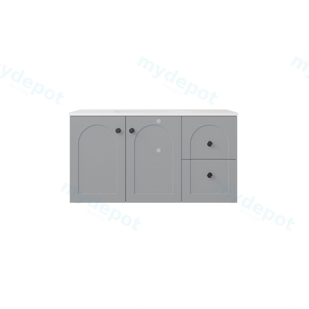 890*455*470mm Matte Grey Chester Federation Wall Hung PVC Cabinet,Right Hand Drawers