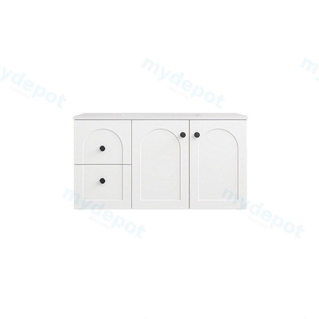 890*455*470mm Matte White Chester Federation Wall Hung PVC Cabinet,Left Hand Drawers