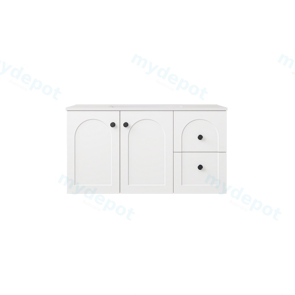 890*455*470mm Matte White Chester Federation Wall Hung PVC Cabinet,Right Hand Drawers
