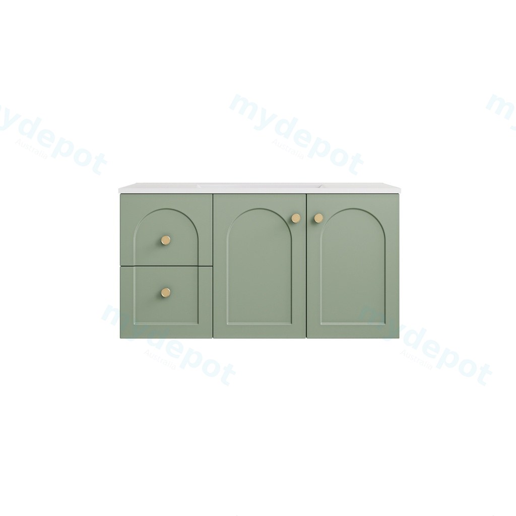 890*455*470mm Olive Green Chester Federation Wall Hung PVC Cabinet,Left Hand Drawers