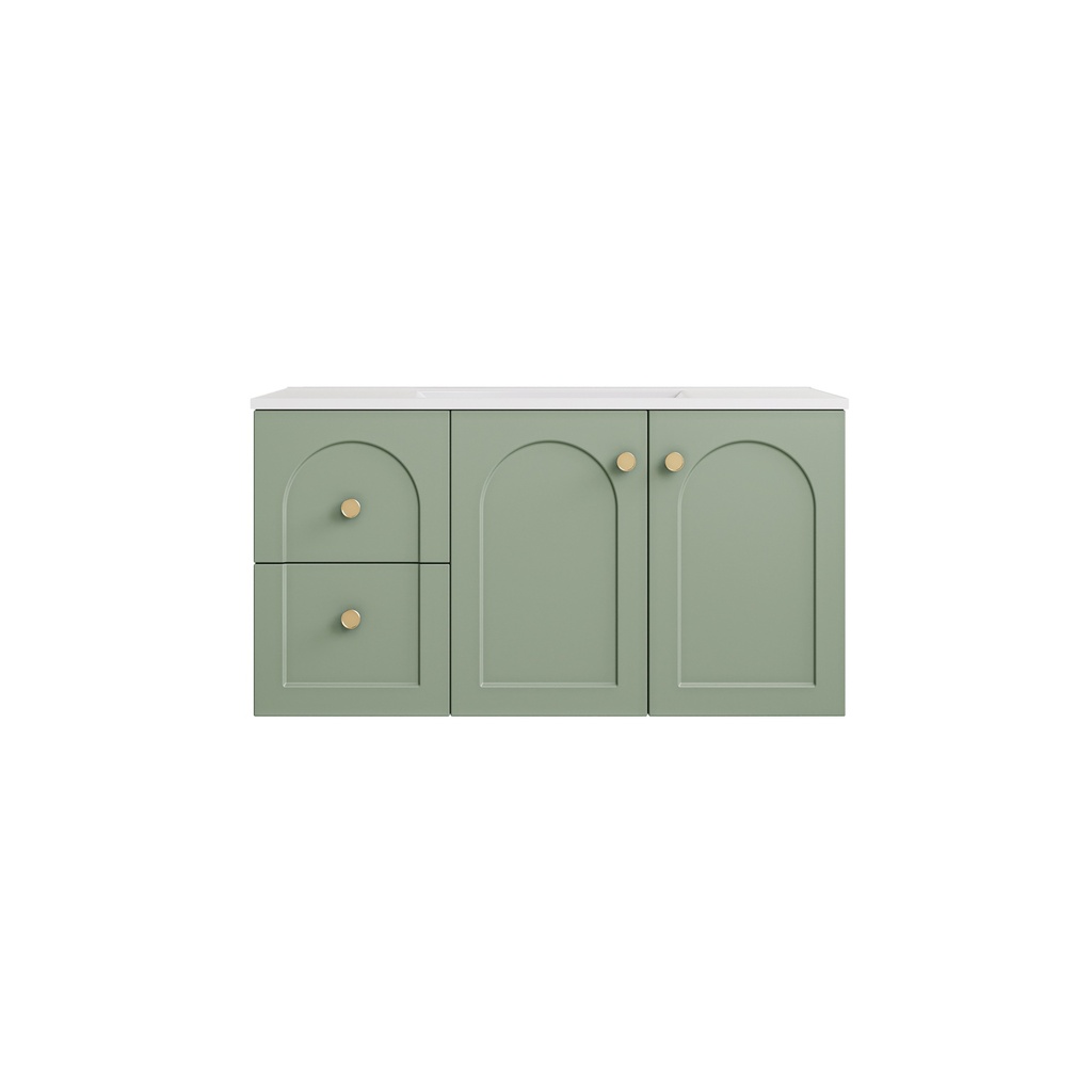 [56803] 890*455*470mm Olive Green Chester Federation Wall Hung PVC Cabinet,Left Hand Drawers