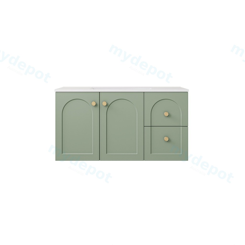 890*455*470mm Olive Green Chester Federation Wall Hung PVC Cabinet,Right Hand Drawers