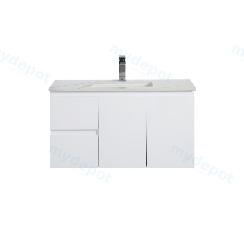 [56850] 890*455*480mm Gloss White Alpha Wall Hung PVC Vanity,Left Hand Drawers