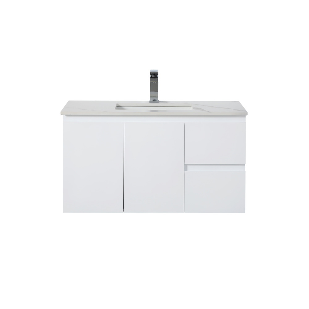 [56851] 890*455*480mm Gloss White Alpha Wall Hung PVC Vanity,Right Hand Drawers