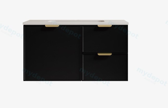 890*455*560mm Matte Black Madura Federation Wall Hung PVC Cabinet,Right Hand Drawers