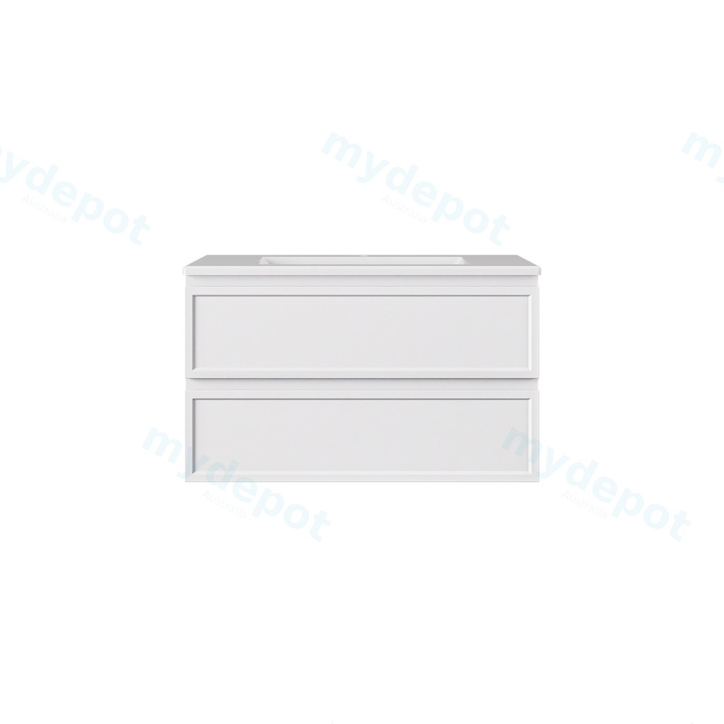 890*455*560mm Matte White Hamilton Federation Wall Hung PVC Cabinet Two Drawers