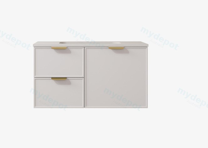 890*455*560mm Matte White Madura Federation Wall Hung PVC Cabinet,Left Hand Drawers