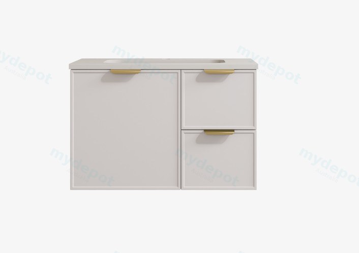 890*455*560mm Matte White Madura Federation Wall Hung PVC Cabinet,Right Hand Drawers