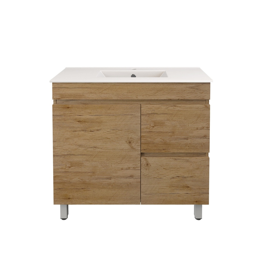 [56564] 890X355X710mm Camden Modern Free Standing Cabinet Prime Oak,Soft Closing Finger Pull Door,Right Hand Drawers
