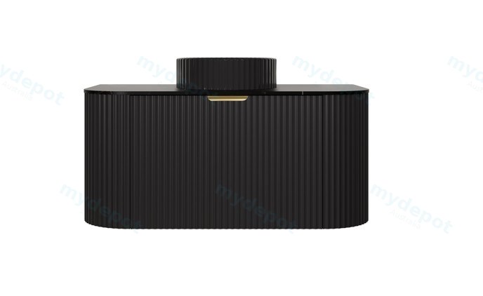 890X455X470mm Matte Black Agena Modern Fluted Wall Hung Vanity PVC Cabinet