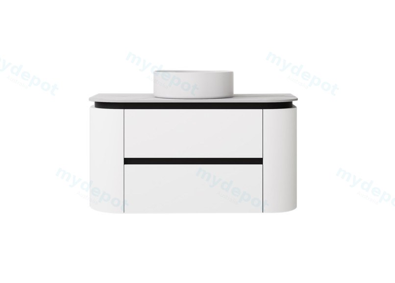 890X455X470mm Matte Black And White Devito Modern Wall Hung Vanity PVC Cabinet