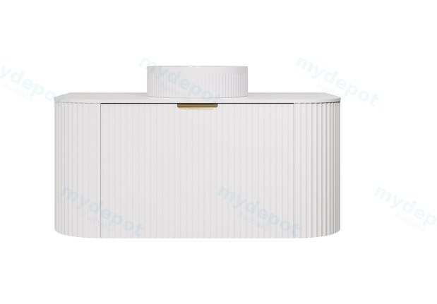 890X455X470mm Matte White Agena Modern Fluted Wall Hung Vanity PVC Cabinet