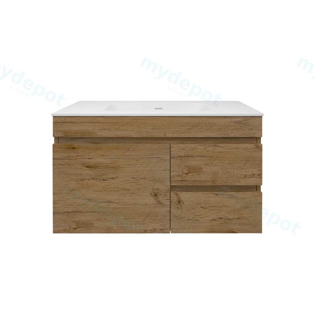 890X455X500mm Camden Mordern Wall Hung Cabinet Prime Oak,Soft Closing Finger Pull Door,Right Hand Drawers