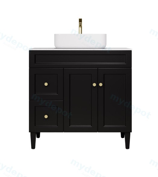 890X455X860 Matte Black Harold Federation Free Standing PVC Cabinet,Left Hand Drawers