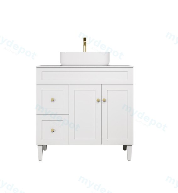 890X455X860mm Matte White Harold Federation Free Standing PVC Cabinet,Left Hand Drawers