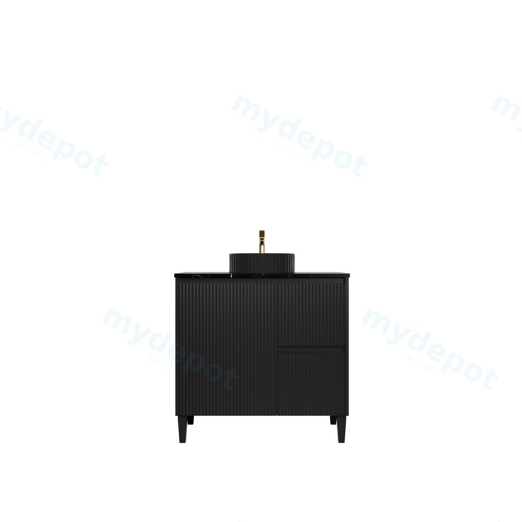 890x455x860mm Matte Black Crete Modern Free Standing Vanity,Right Hand Drawers