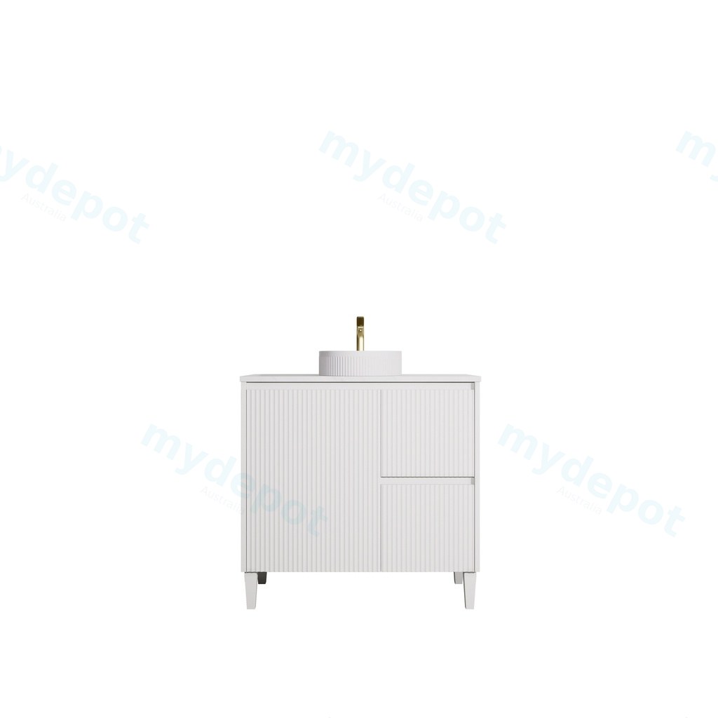 890x455x860mm Matte White Crete Modern Free Standing Vanity,Right Hand Drawers