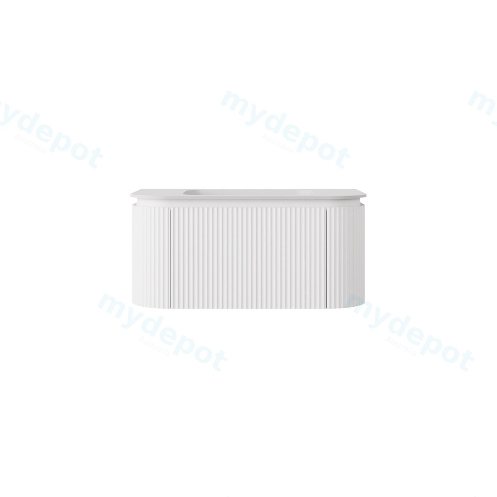 890x495x400mm Matte White Estella Modern Wall Hung Vanity PVC Cabinet Two Middle Drawer Plus Two Side Drawers