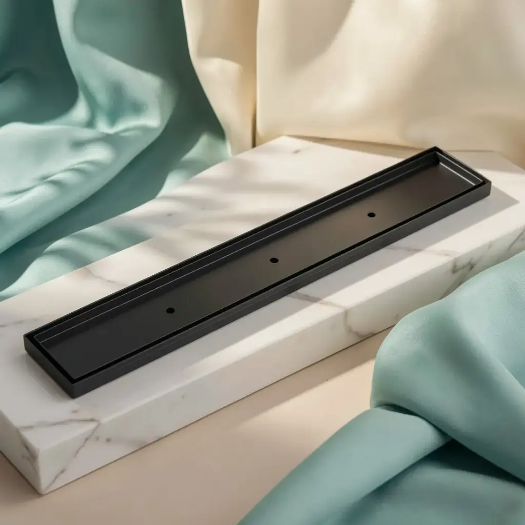 [55786] 900*100*21mm Electroplated Black Floor Grill Drain Outlet 80mm